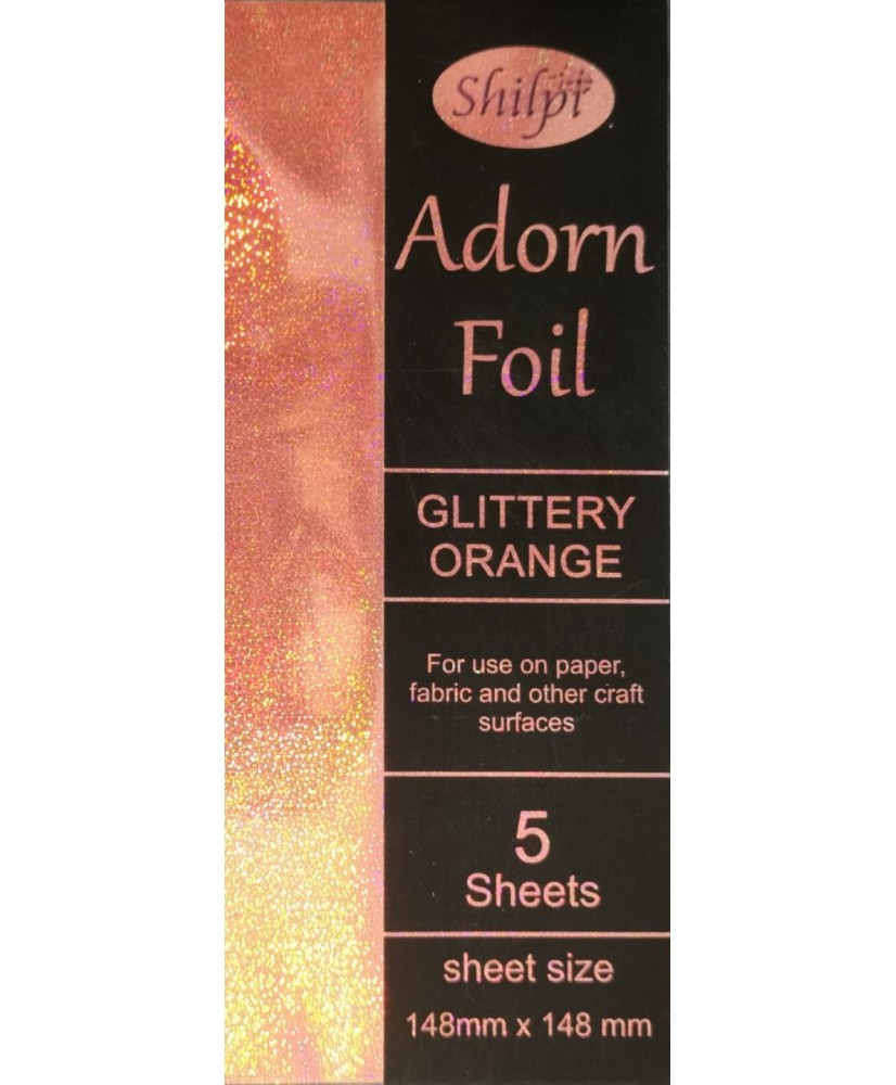 Glittery Orange Transfer Foil  – 5 sheets