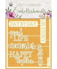 Light chipboard embellishments Time to relax 07 ENG, 8pcs