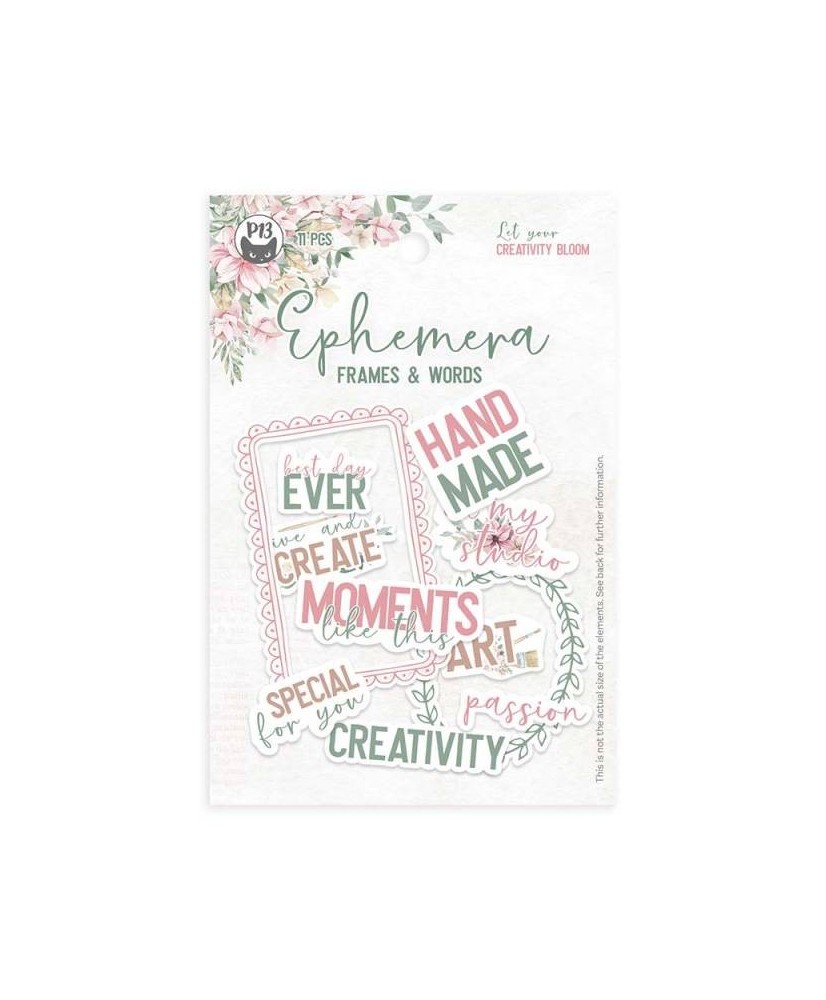 Ephemera Set Frames and Words Let Your Creativity Bloom, 13pcs