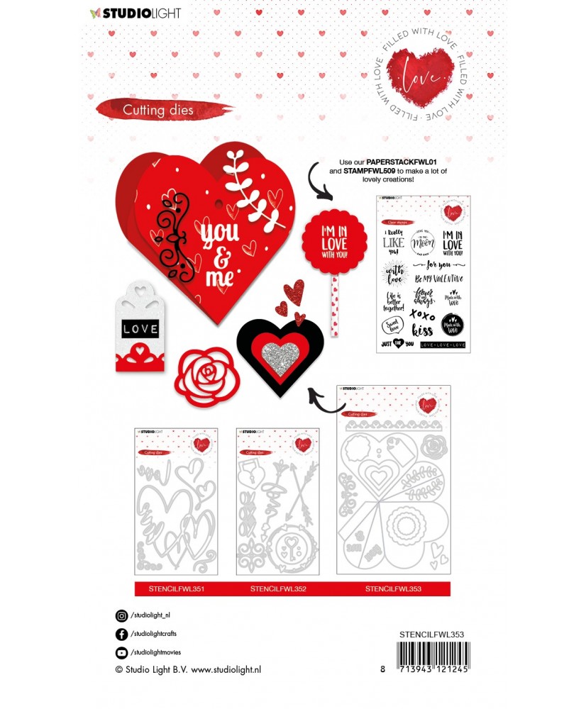 Cutting Die Heart shaped box filled with love 148x210mm nr.353