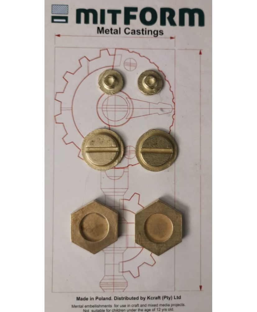 Set of 6 screw Top Metal Castings