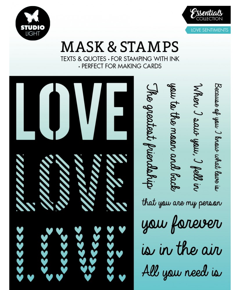 Mask & Stamp Love Sentiments 155x155x3mm 9 PC