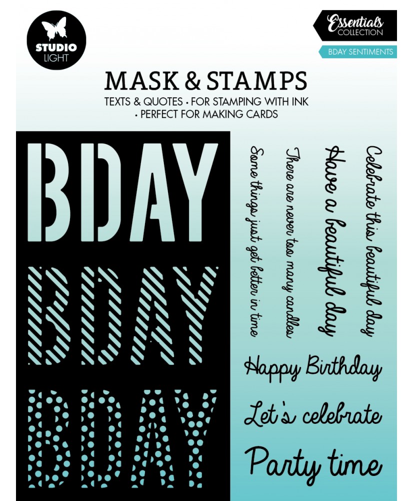 Mask & Stamp Bday Sentiments 155x155 8 PC