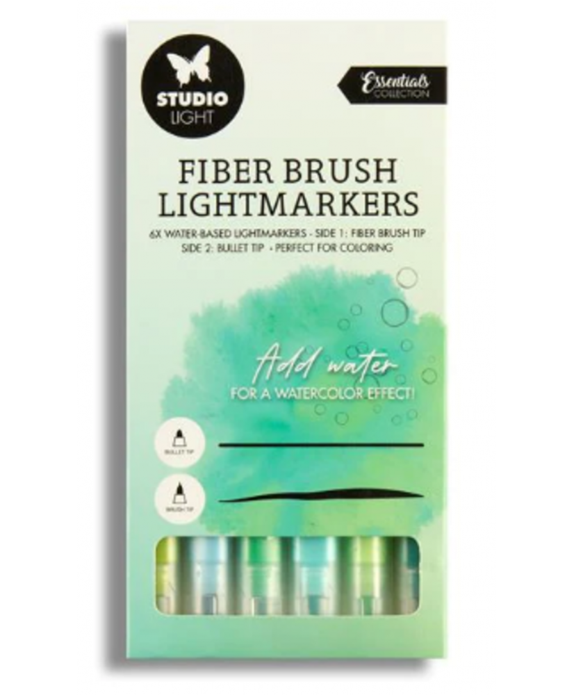 SL Fiber Brush Light Markers Green Colors 6 PC