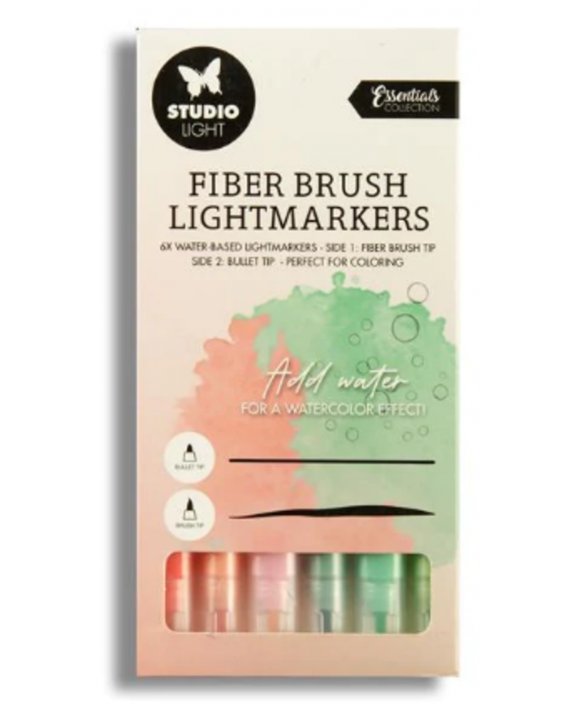 SL Fiber Brush Light Markers Pastel Colors 6 PC