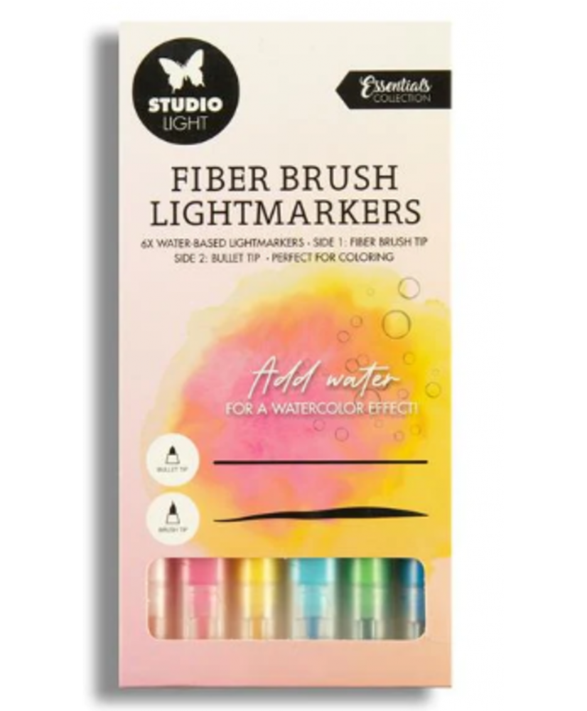 SL Fiber Brush Light Markers Bright Colors 6 PC