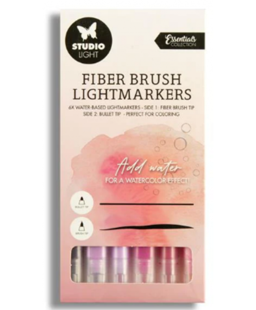 SL Fiber Brush Light Markers Pink Colors 6 PC