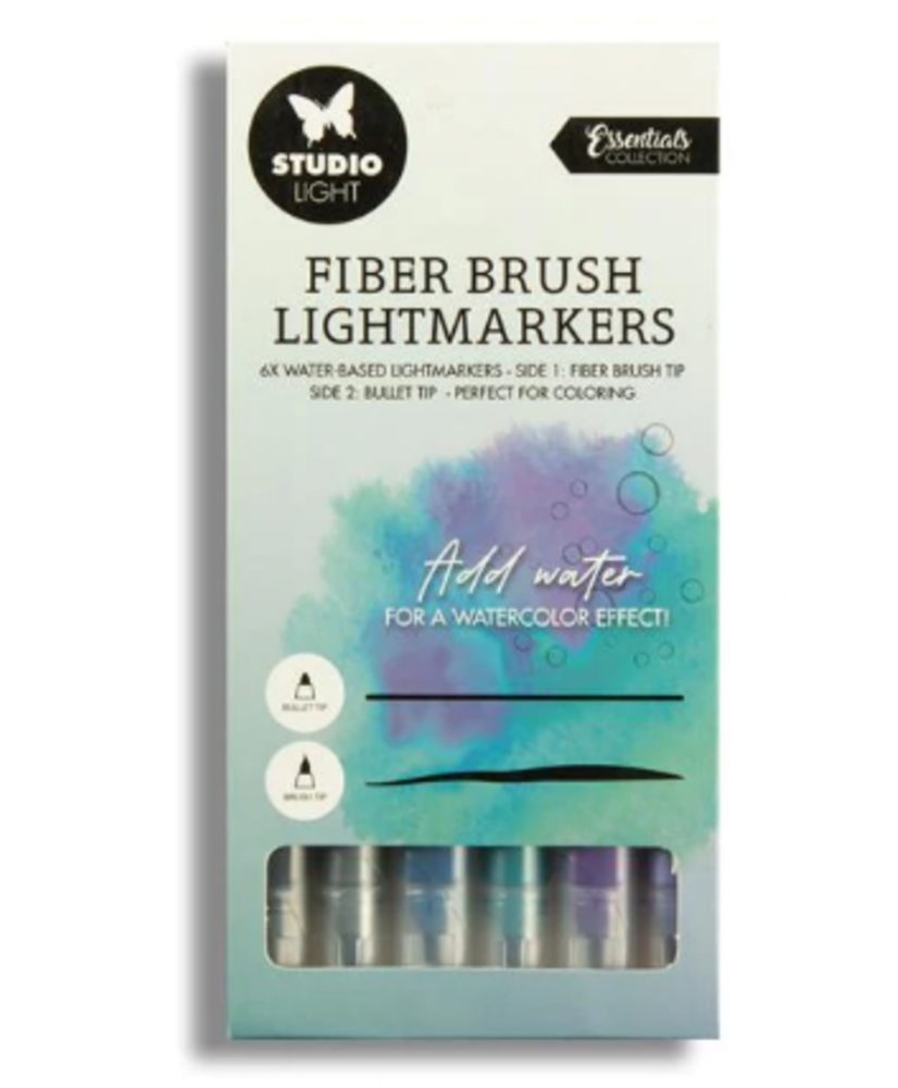 SL Fiber Brush Light Markers Blue Colors 6 PC