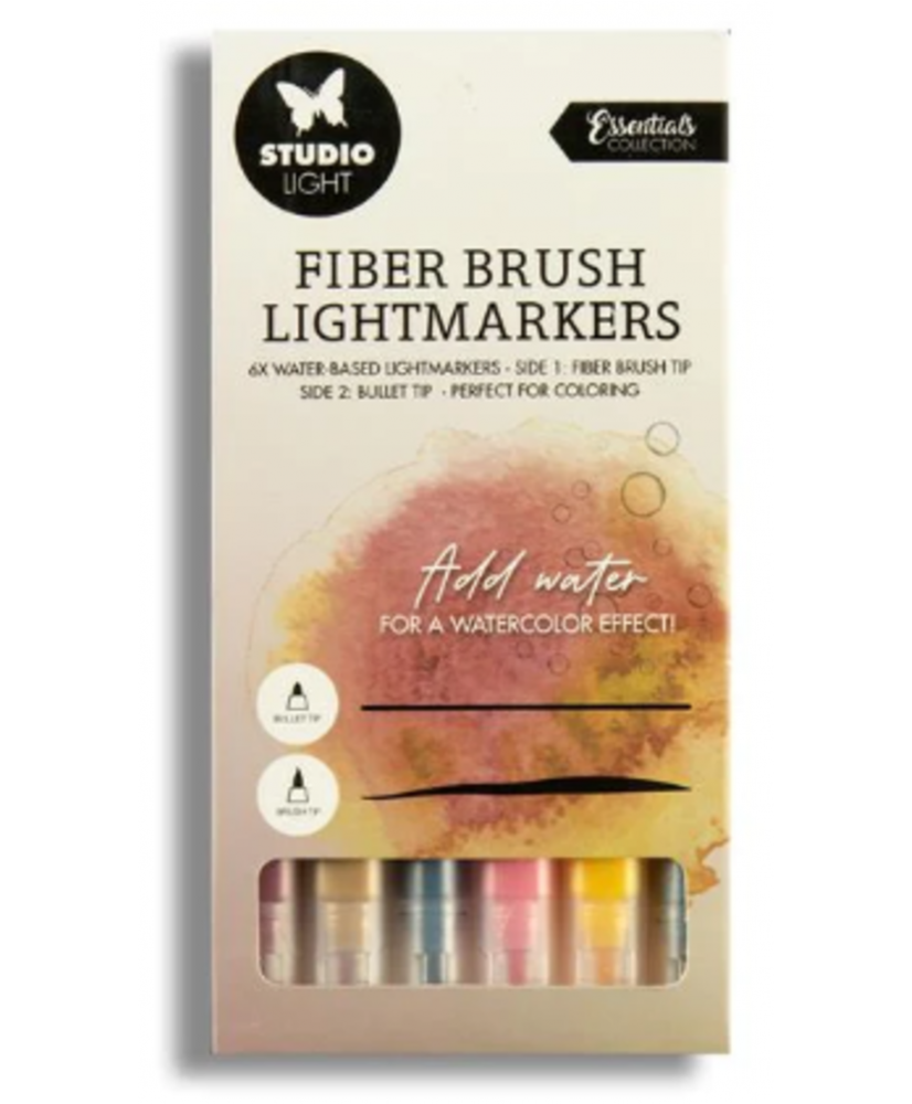 SL Fiber Brush Light Markers Warm Colors 6 PC