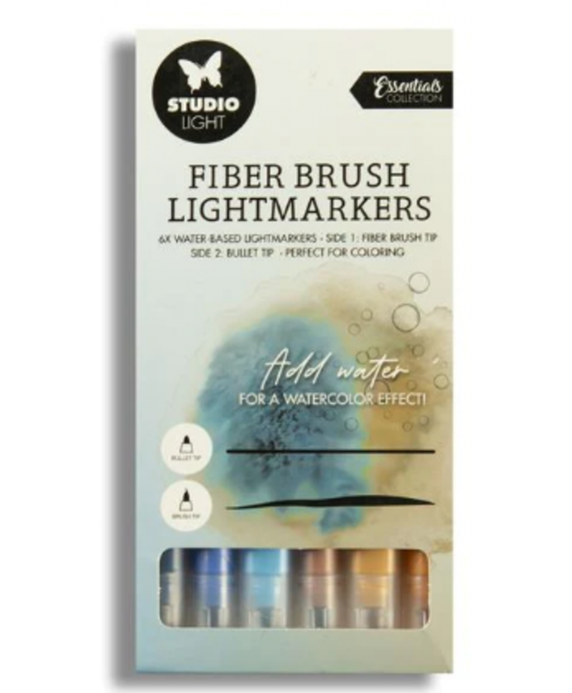 SL Fiber Brush Light Markers Cool Colors 6 PC