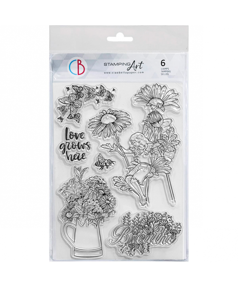 Clear Stamp Set 6x8 Flowers Fairy