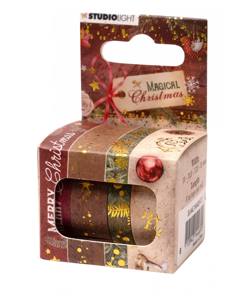 Washi Tape 4x Rolls, 5m per Roll Magical Christmas