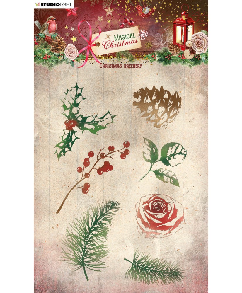 Clear Stamp Christmas Greenery Magical Christmas 7pc
