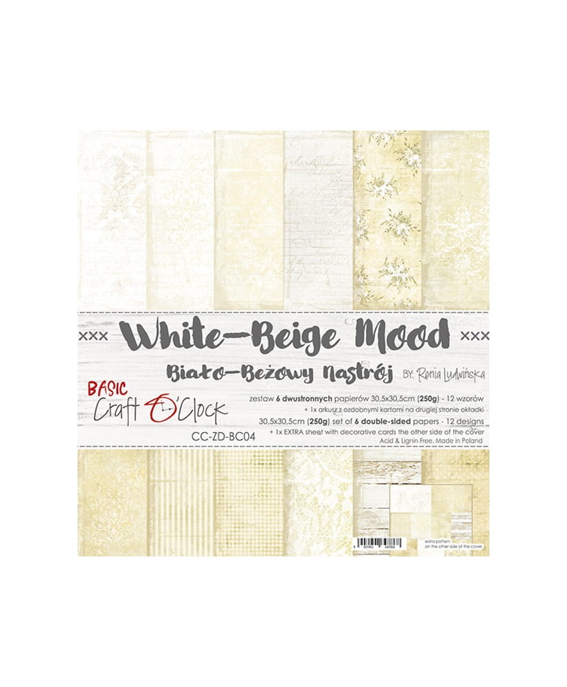 White-Beige Mood - Set Of Papers 12x12