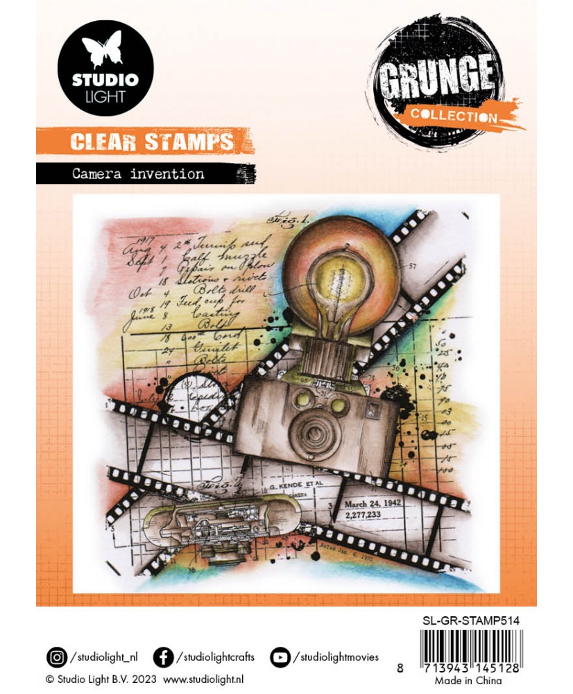 Clear Stamp Camera Invention Grunge 122x122mm