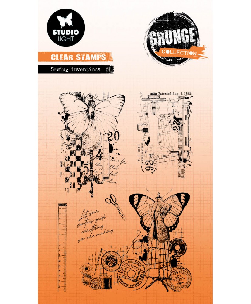 Clear Stamps Sewing Inventions Grunge 89x132 6 PC