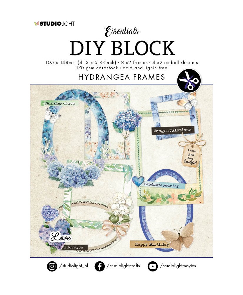 Die-Cut Block Hydrangea Frames Essentials 105x148 24 SH
