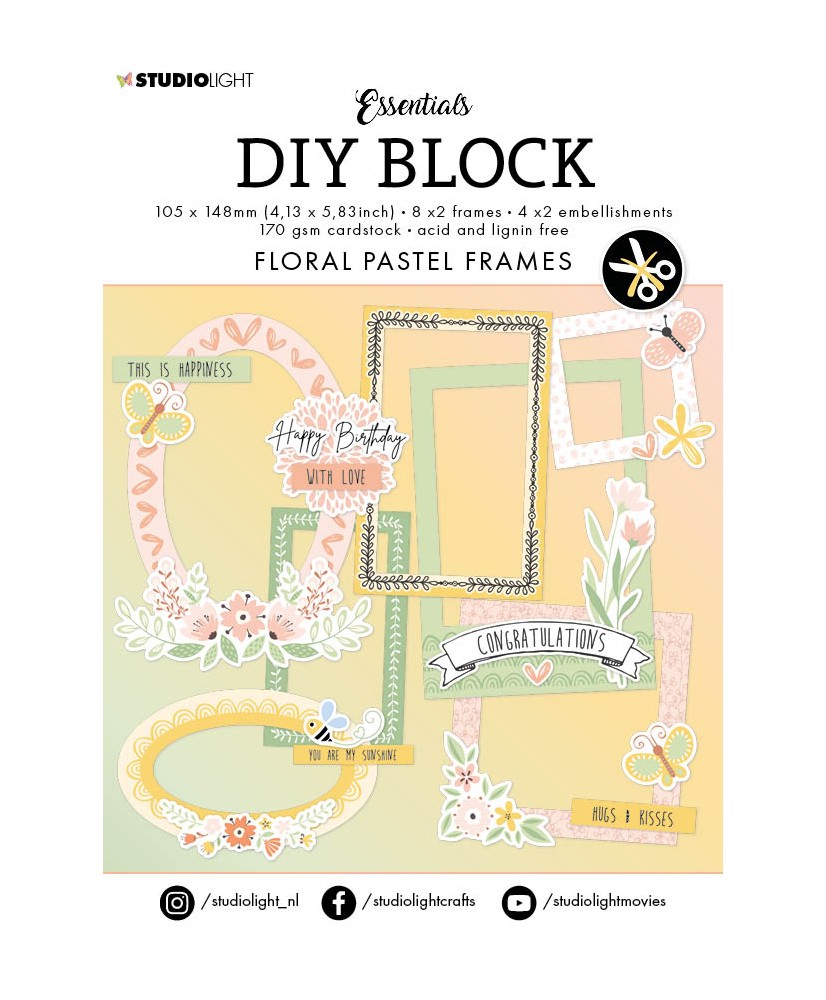 Die-Cut Block Floral Pastel Frames Essentials 105x148 24 SH