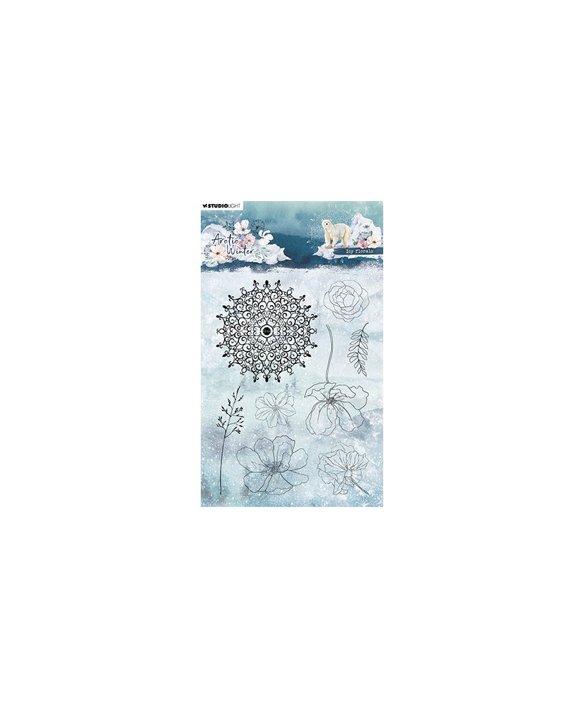 Clear Stamp Icy Florals Artic Winter 99x139x3mm 8 PC