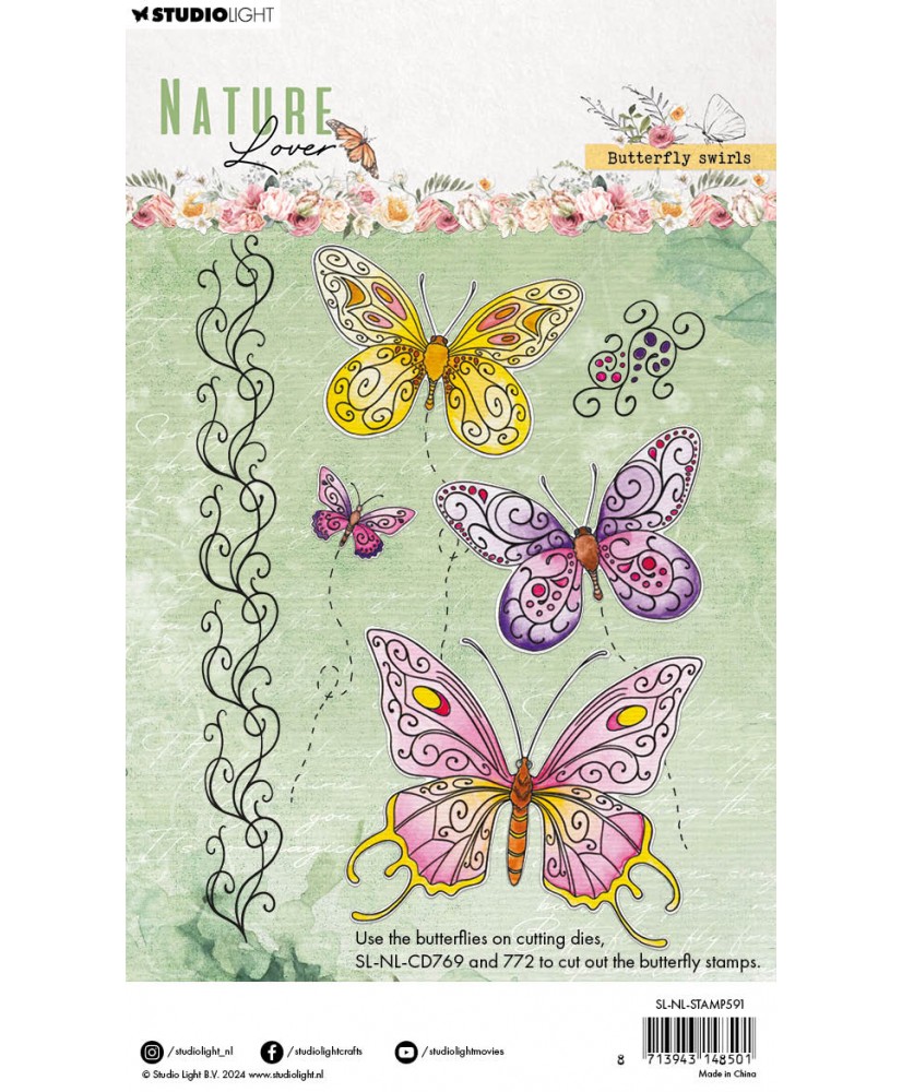 SL Clear Stamps Butterfly swirls Nature Lover