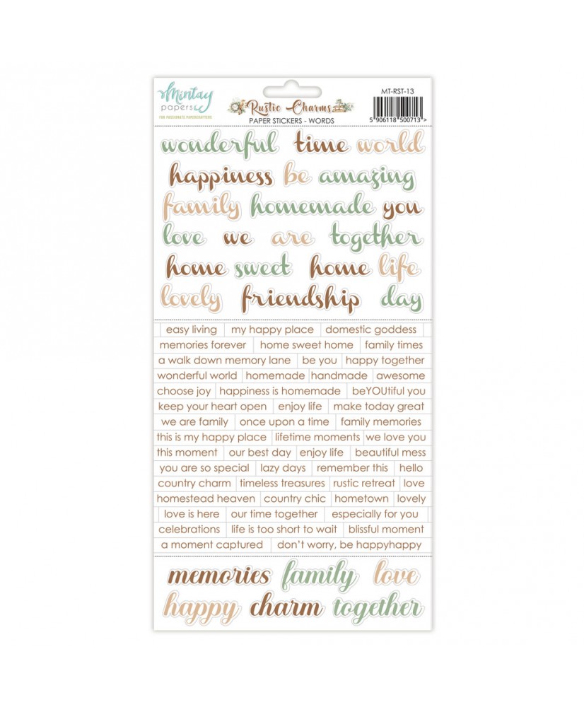 6 x 12 Paper Stickers - Rustic Charms - Words